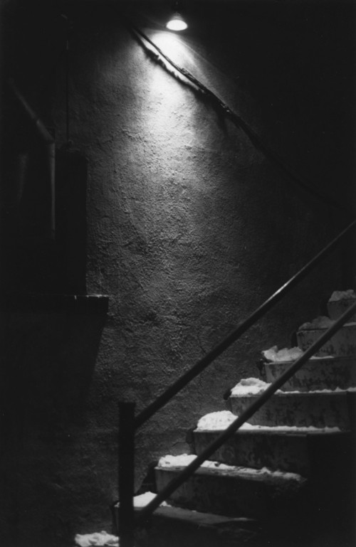 snow on stairs